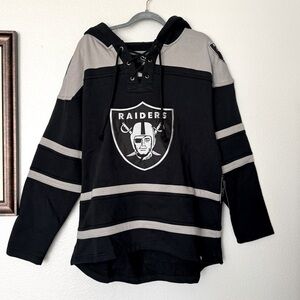 NWT Las Vegas Raiders NFL 47 Black & Gray Superior Lacer Hoodie Size Large